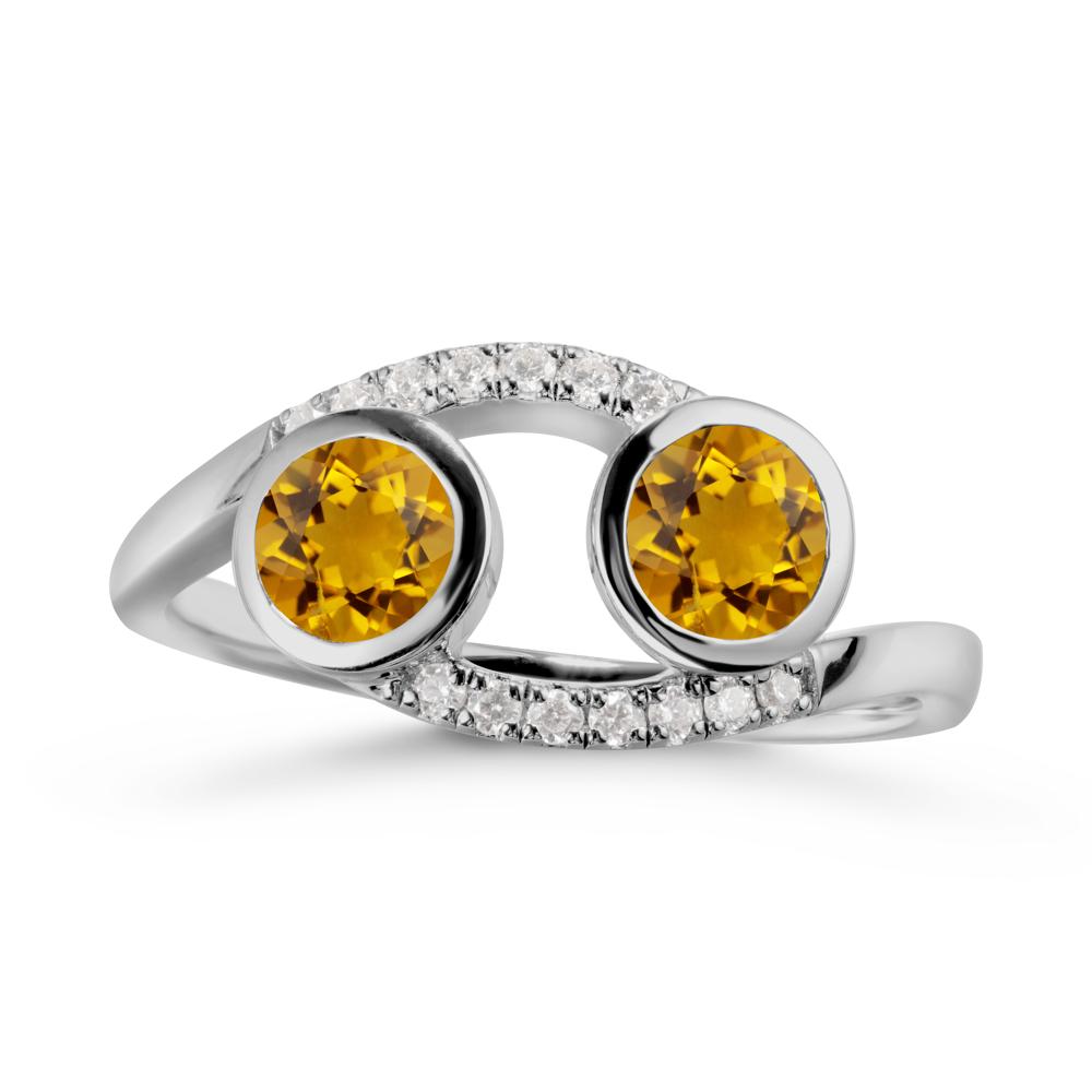 Round Citrine Two Stone Ring - LUO Jewelry #metal_platinum