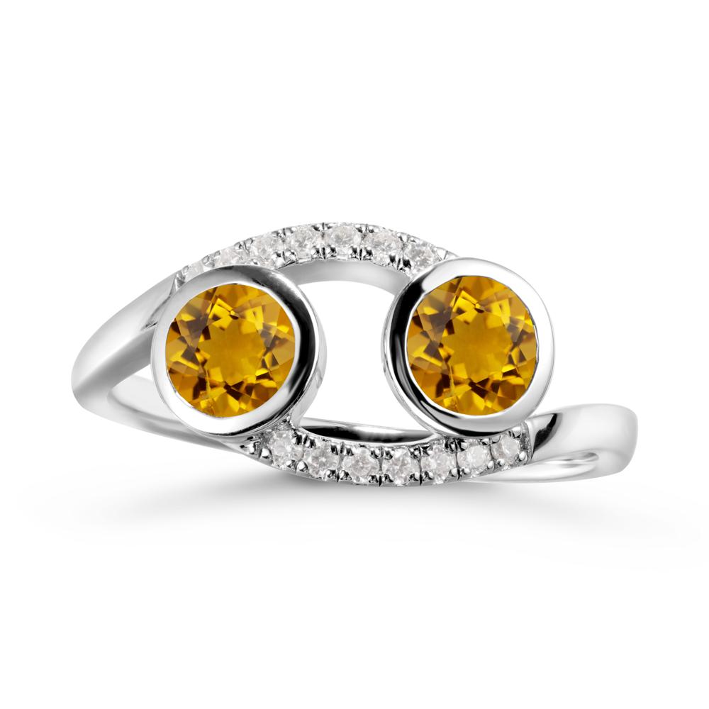 Round Citrine Two Stone Ring - LUO Jewelry #metal_sterling silver