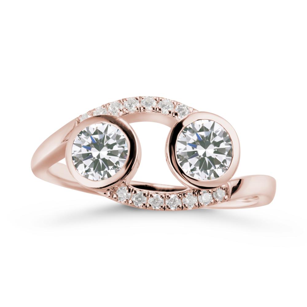 Cancer Zodiac Toi Et Moi Cubic Zirconia Ring - LUO Jewelry #metal_14k rose gold