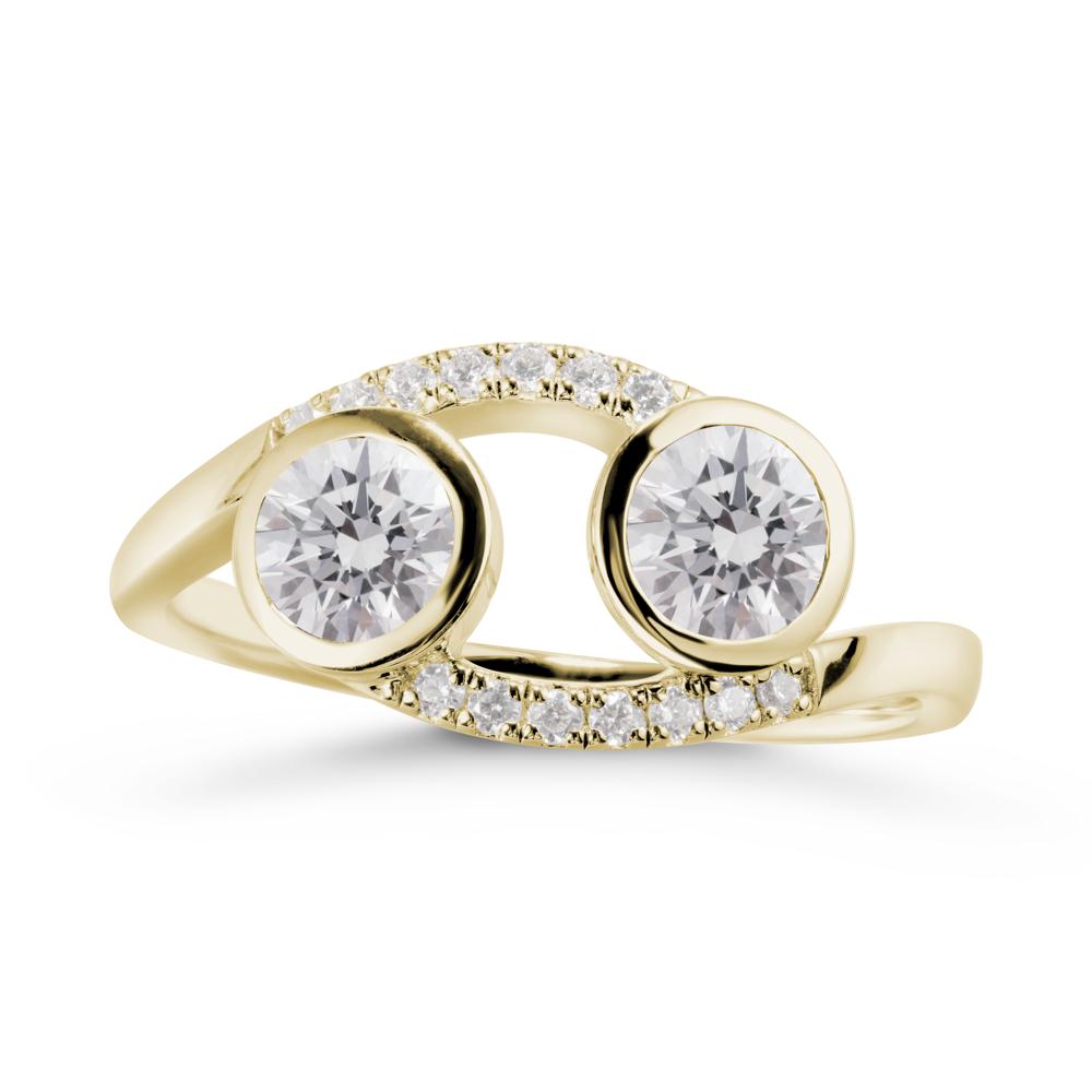 Cancer Zodiac Bypass Diamond Ring -Protective & Elegant - LUO Jewelry #metal_14k yellow gold