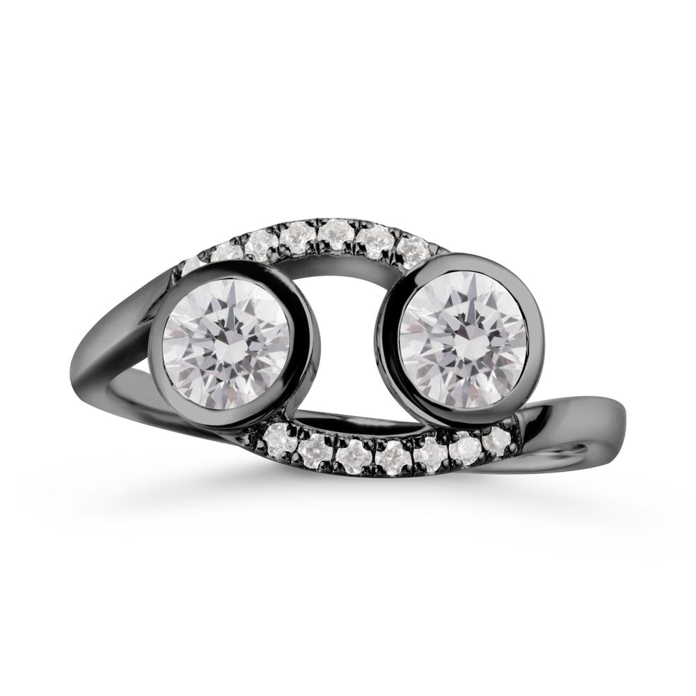 Cancer Zodiac Bypass Diamond Ring -Protective & Elegant - LUO Jewelry #metal_black finish sterling silver