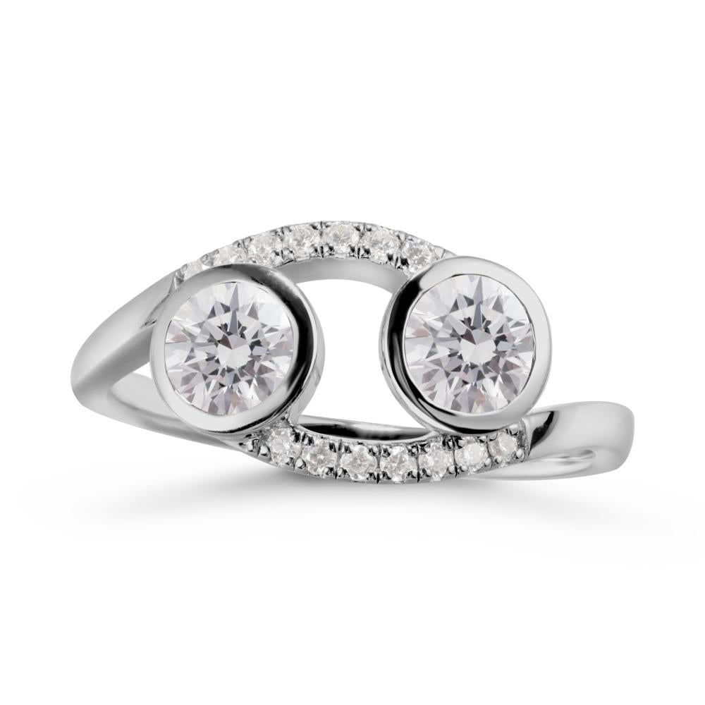 Cancer Zodiac Bypass Diamond Ring -Protective & Elegant - LUO Jewelry #metal_platinum