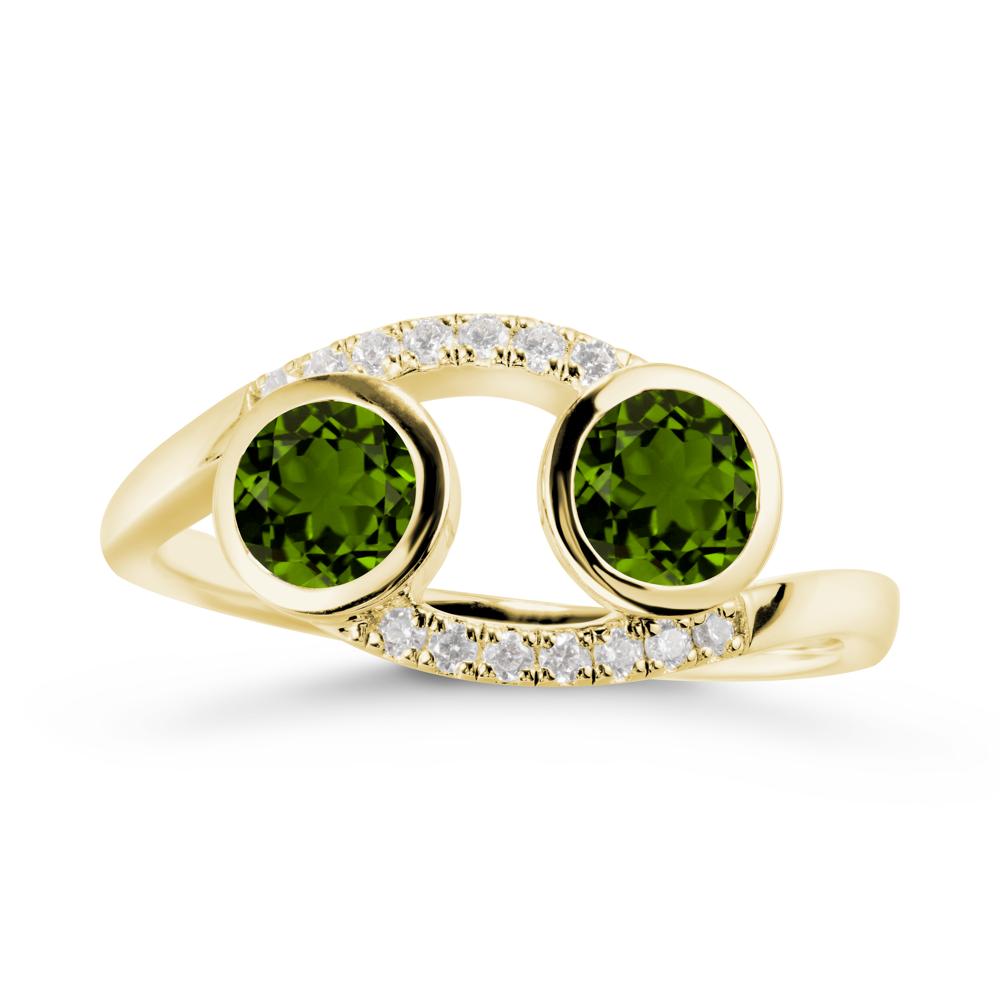 Round Diopside Two Stone Ring - LUO Jewelry #metal_18k yellow gold