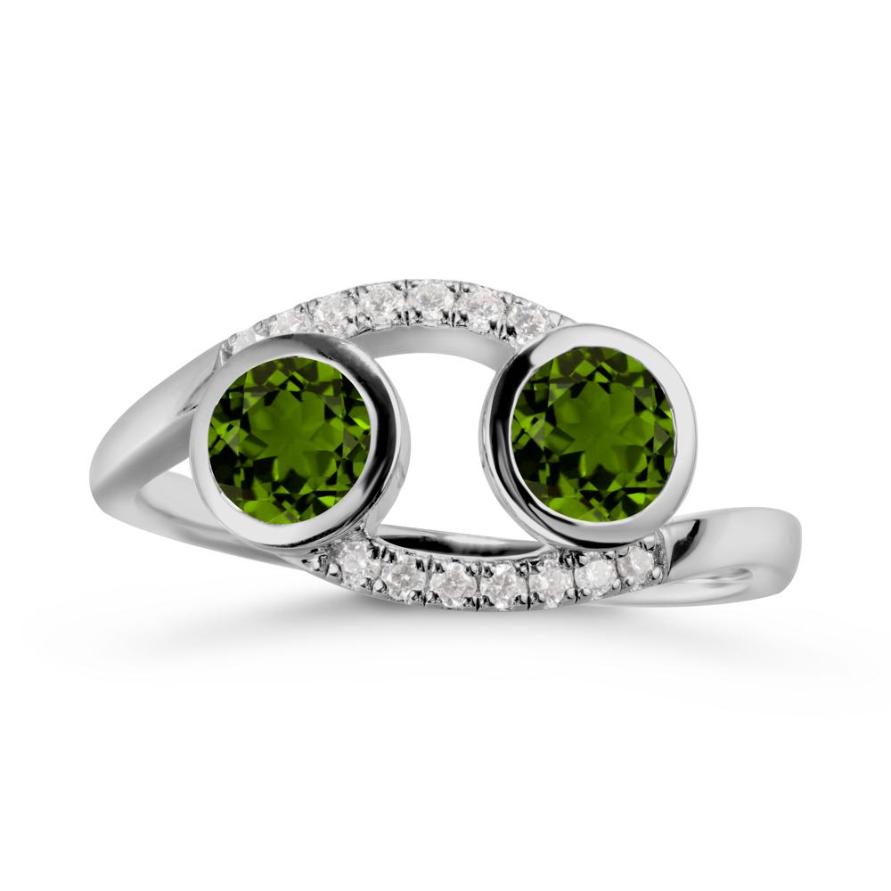 Round Diopside Two Stone Ring - LUO Jewelry #metal_platinum