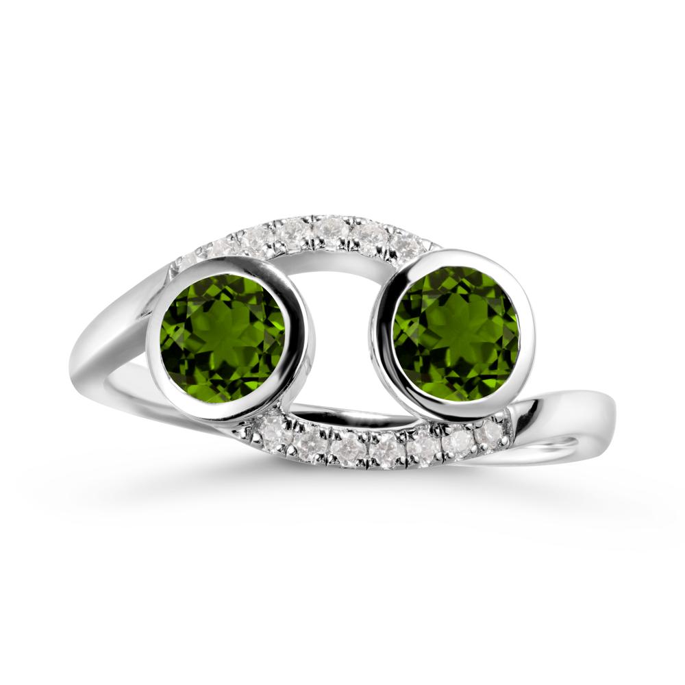 Round Diopside Two Stone Ring - LUO Jewelry #metal_sterling silver