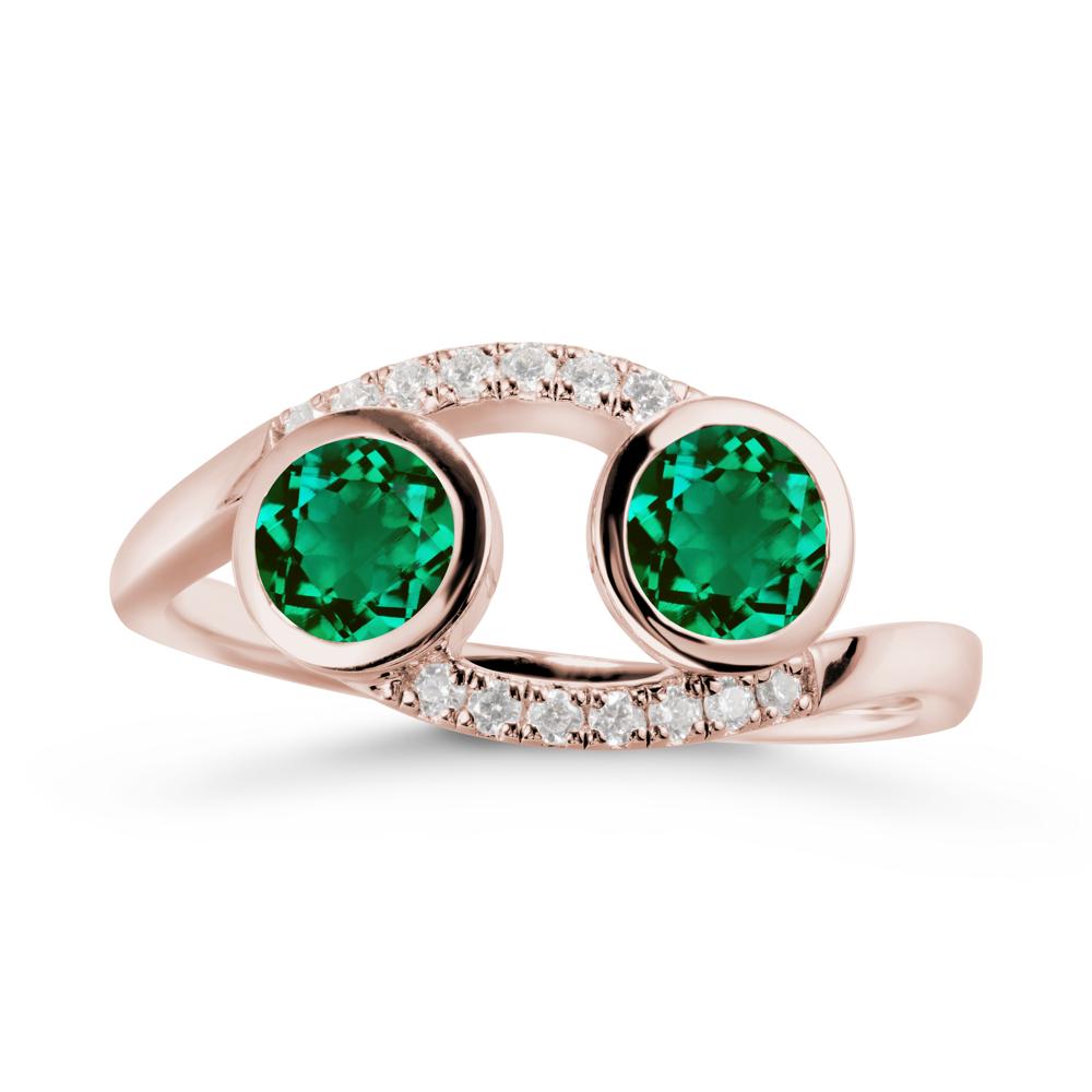 Cancer Zodiac Toi Et Moi Emerald Ring - LUO Jewelry #metal_14k rose gold