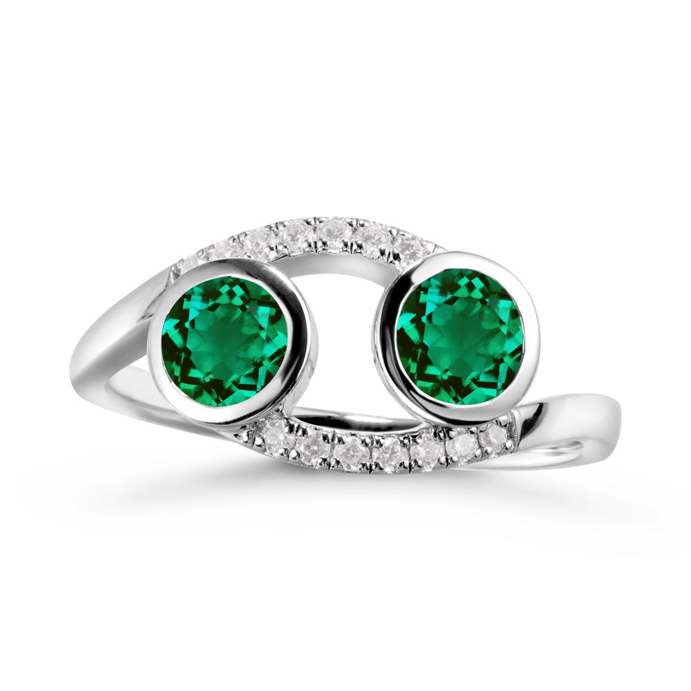 Cancer Zodiac Toi Et Moi Emerald Ring - LUO Jewelry #metal_14k white gold