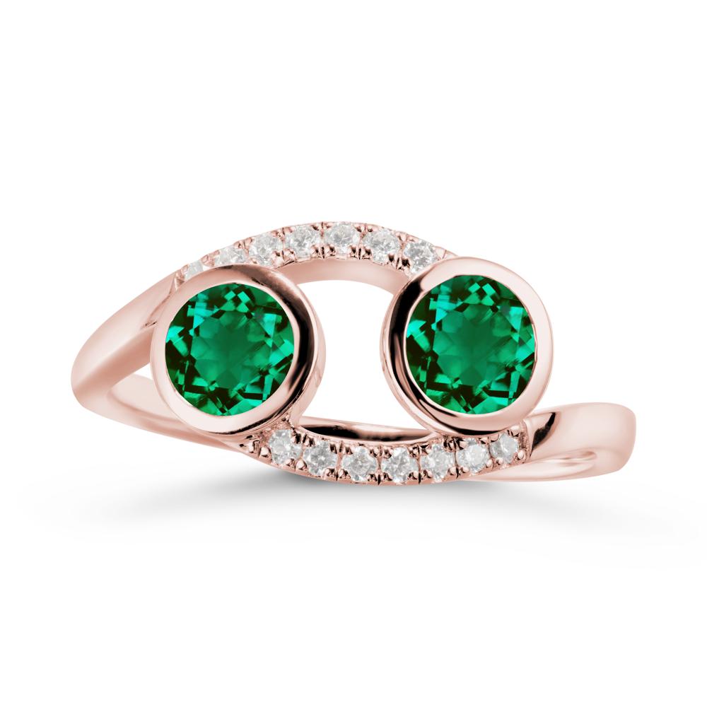 Cancer Zodiac Toi Et Moi Emerald Ring - LUO Jewelry #metal_18k rose gold
