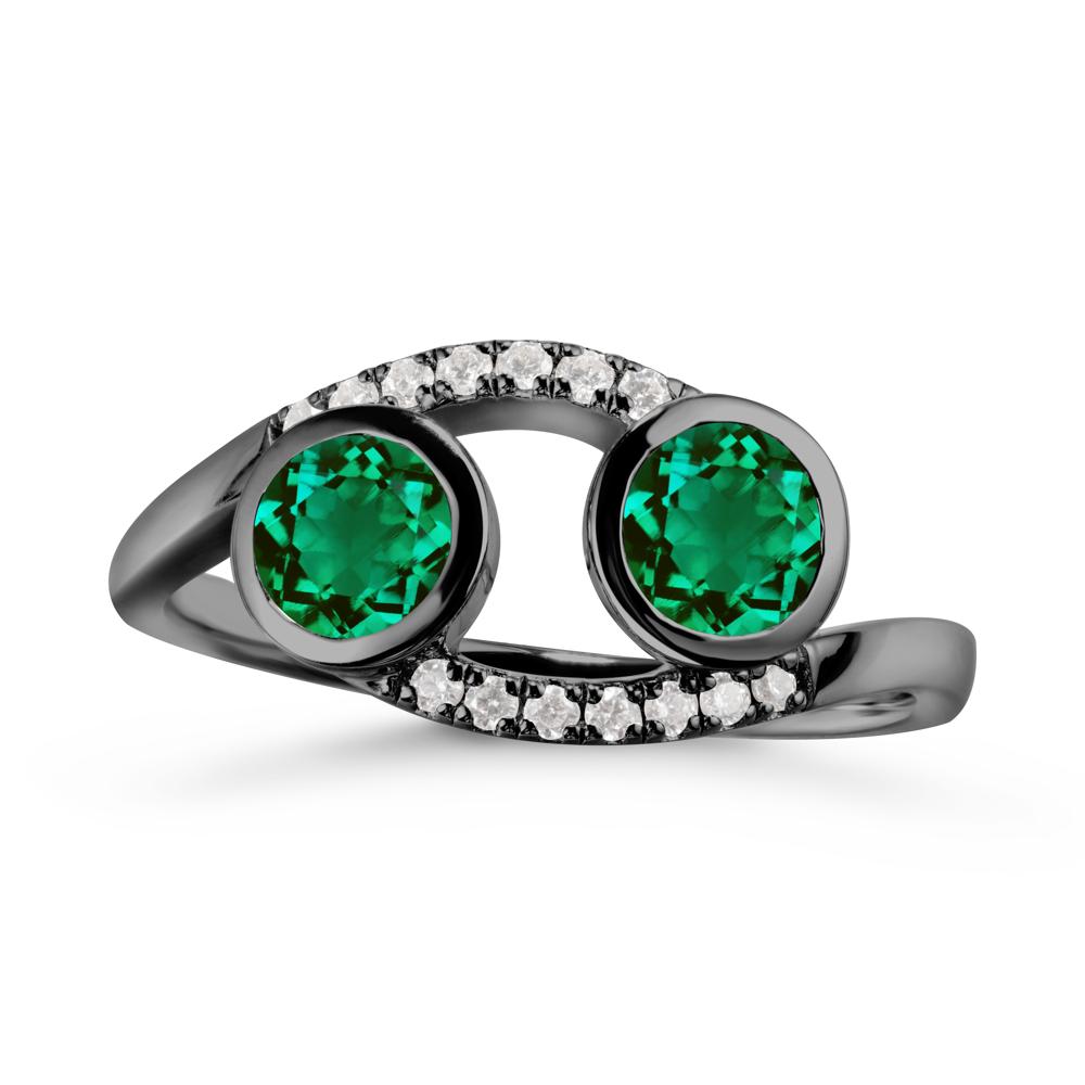 Cancer Zodiac Toi Et Moi Emerald Ring - LUO Jewelry #metal_black finish sterling silver