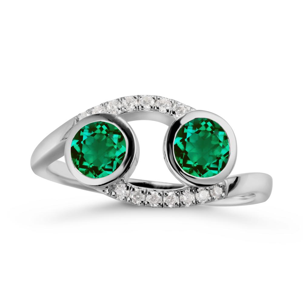 Cancer Zodiac Toi Et Moi Emerald Ring - LUO Jewelry #metal_platinum