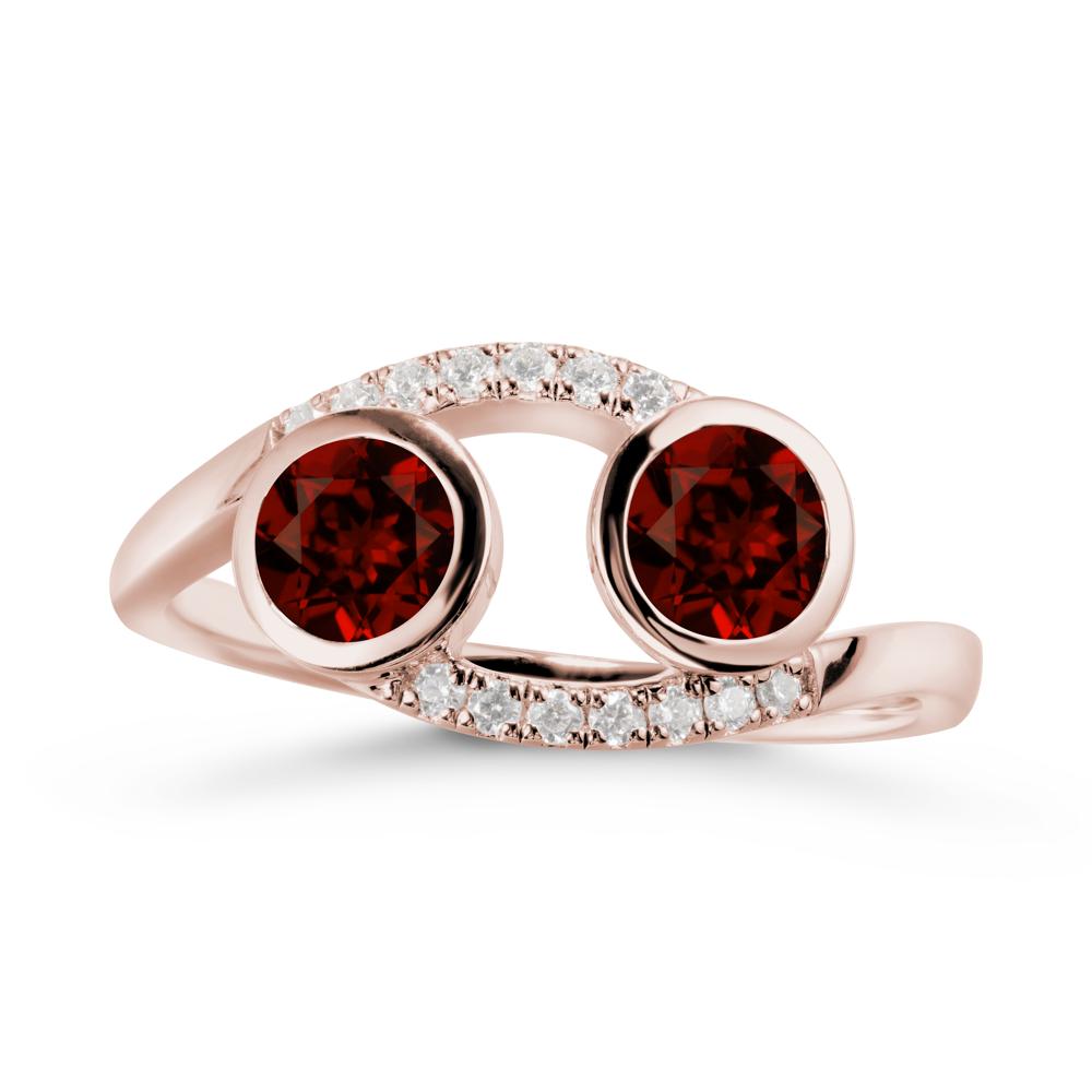 Cancer Zodiac Bypass Garnet Ring -Protective & Elegant - LUO Jewelry #metal_14k rose gold