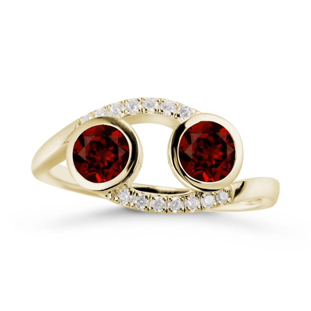Cancer Zodiac Bypass Garnet Ring -Protective & Elegant - LUO Jewelry #metal_14k yellow gold
