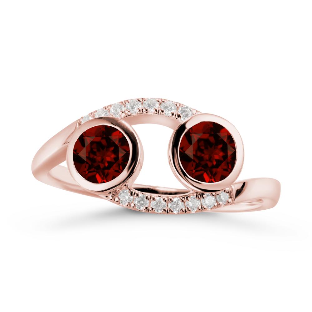 Cancer Zodiac Bypass Garnet Ring -Protective & Elegant - LUO Jewelry #metal_18k rose gold
