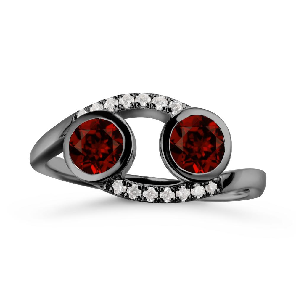 Cancer Zodiac Bypass Garnet Ring -Protective & Elegant - LUO Jewelry #metal_black finish sterling silver