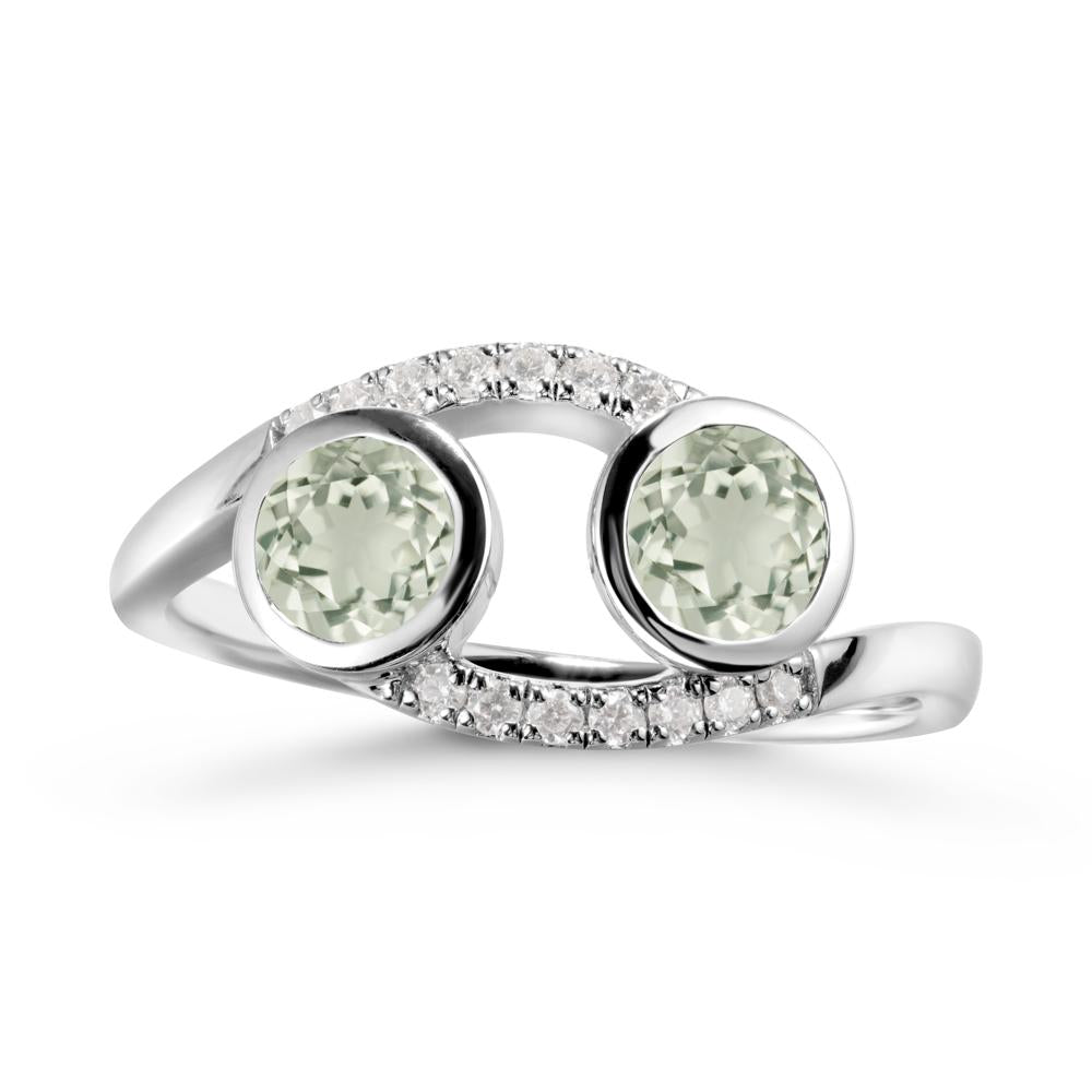 Round Green Amethyst Two Stone Ring - LUO Jewelry #metal_18k white gold