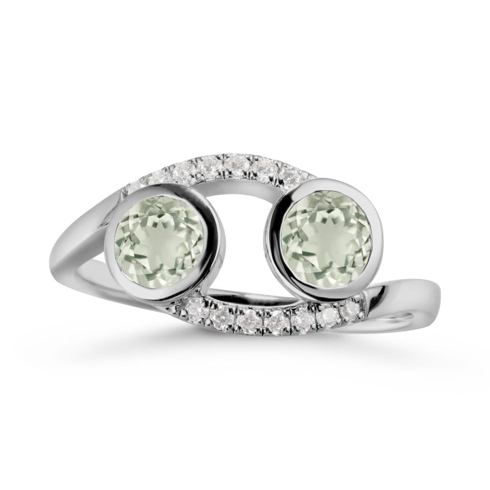 Round Green Amethyst Two Stone Ring - LUO Jewelry #metal_platinum