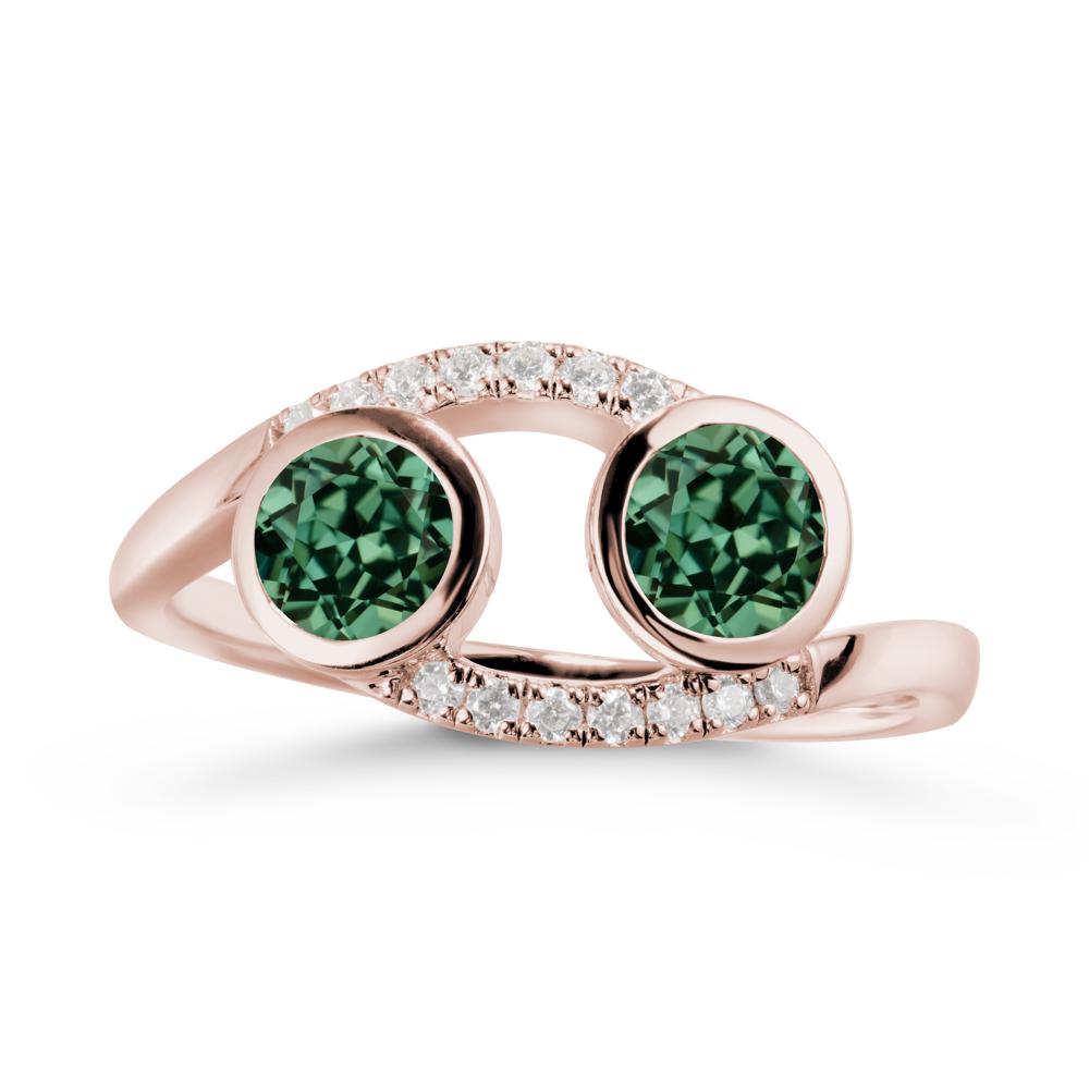 Cancer Zodiac Toi Et Moi Green Sapphire Ring - LUO Jewelry #metal_14k rose gold