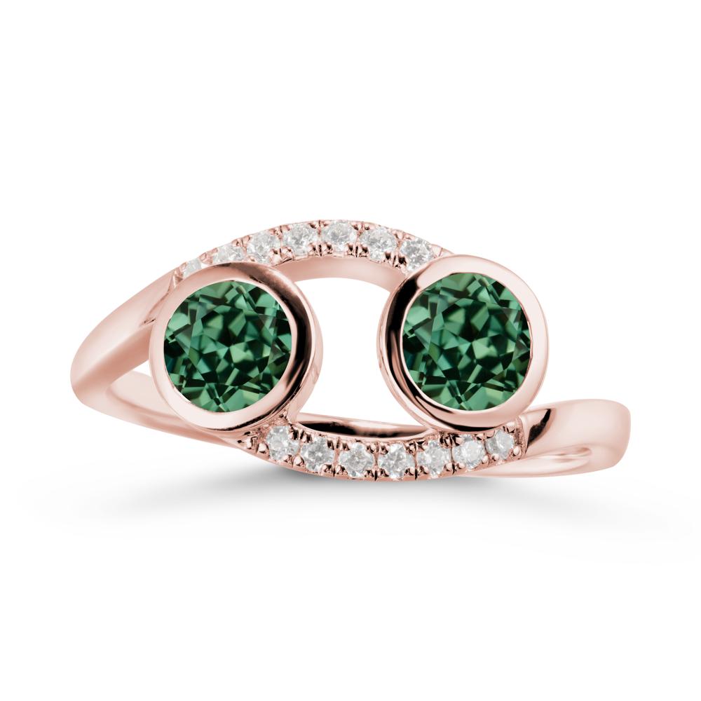 Cancer Zodiac Toi Et Moi Green Sapphire Ring - LUO Jewelry #metal_18k rose gold
