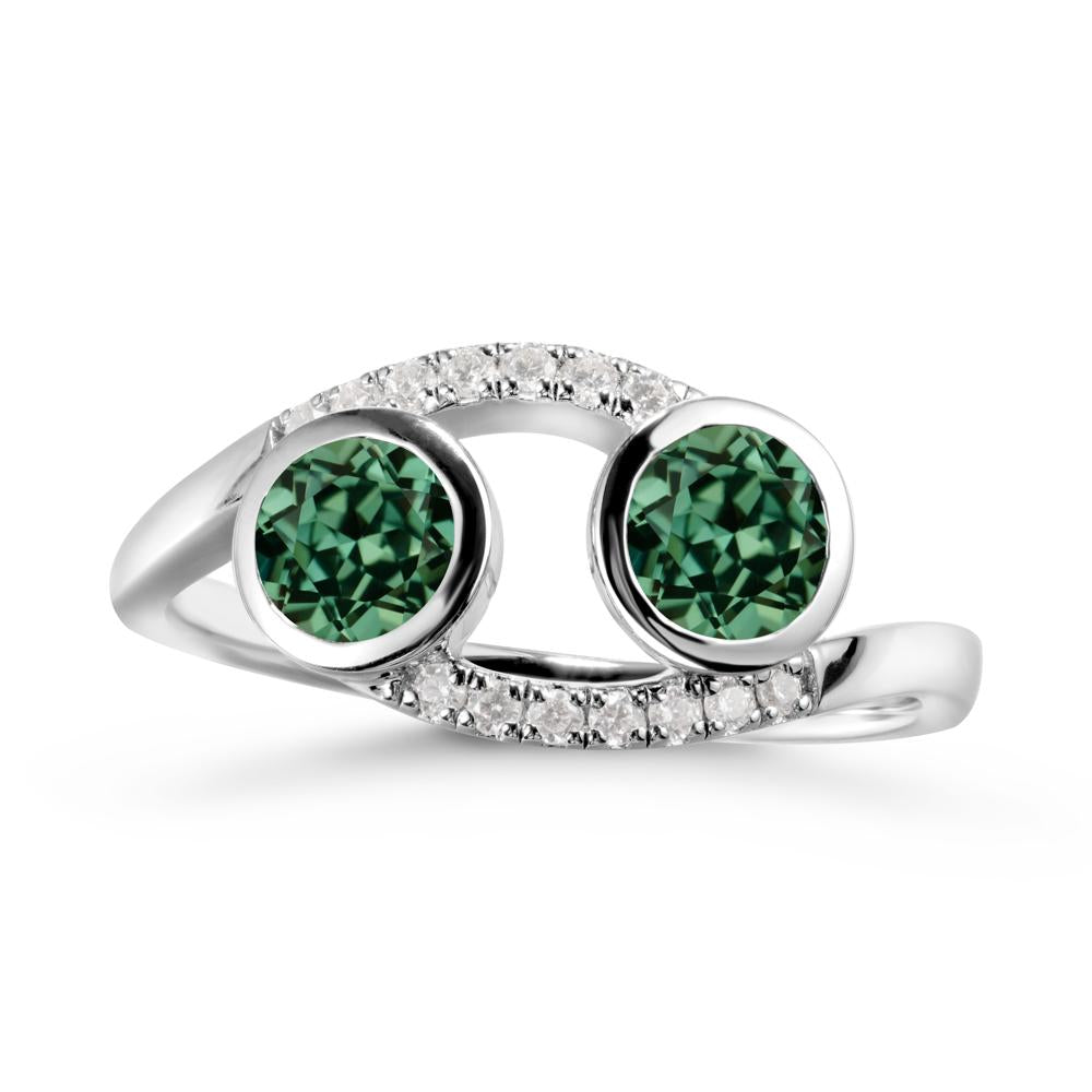 Cancer Zodiac Toi Et Moi Green Sapphire Ring - LUO Jewelry #metal_18k white gold