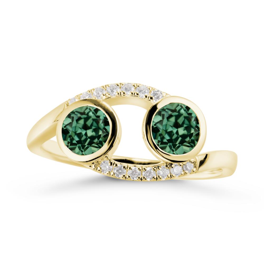 Cancer Zodiac Toi Et Moi Green Sapphire Ring - LUO Jewelry #metal_18k yellow gold