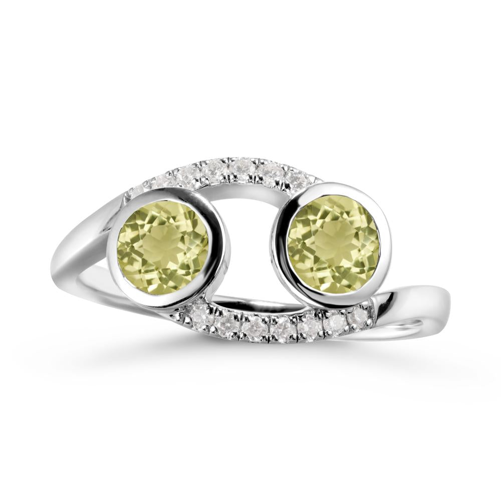 Cancer Zodiac Bypass Lemon Quartz Ring -Protective & Elegant - LUO Jewelry #metal_14k white gold