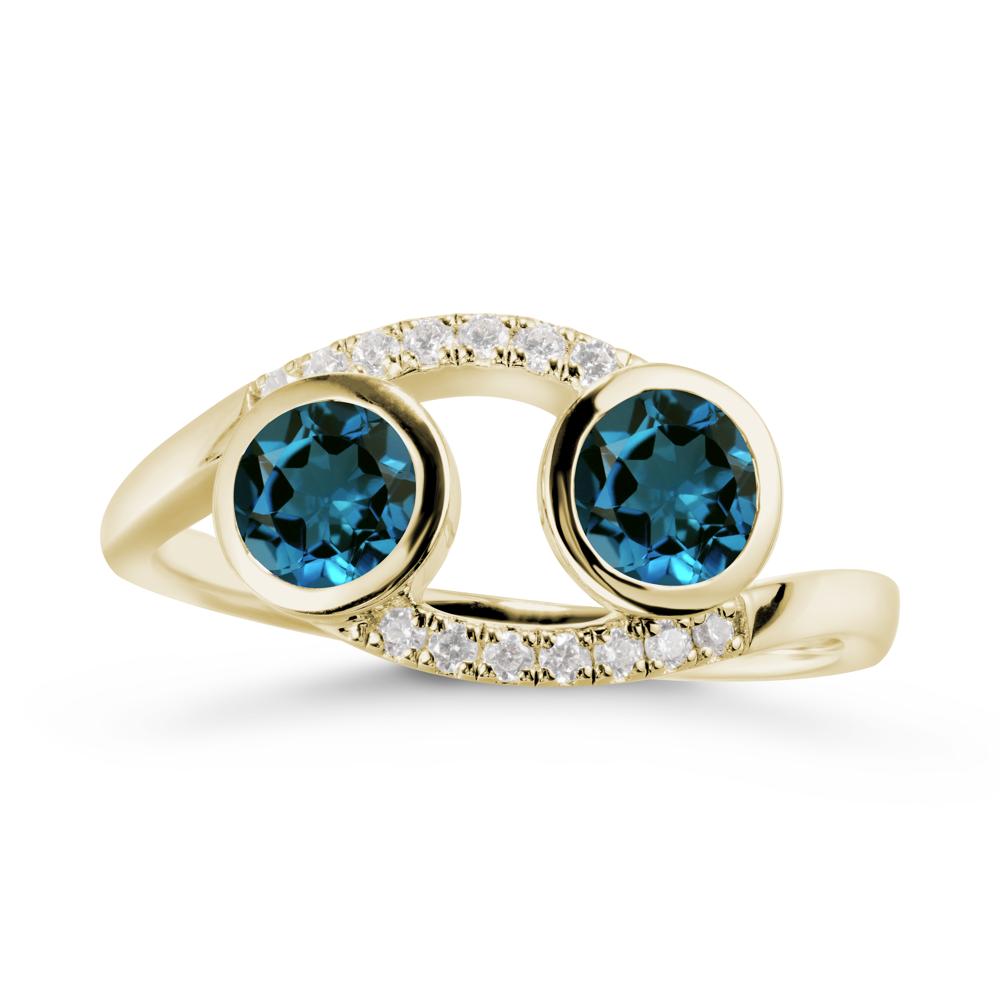 Round London Blue Topaz Two Stone Ring - LUO Jewelry #metal_14k yellow gold