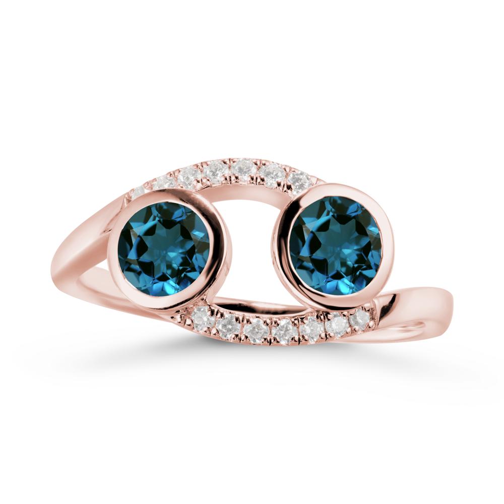 Round London Blue Topaz Two Stone Ring - LUO Jewelry #metal_18k rose gold