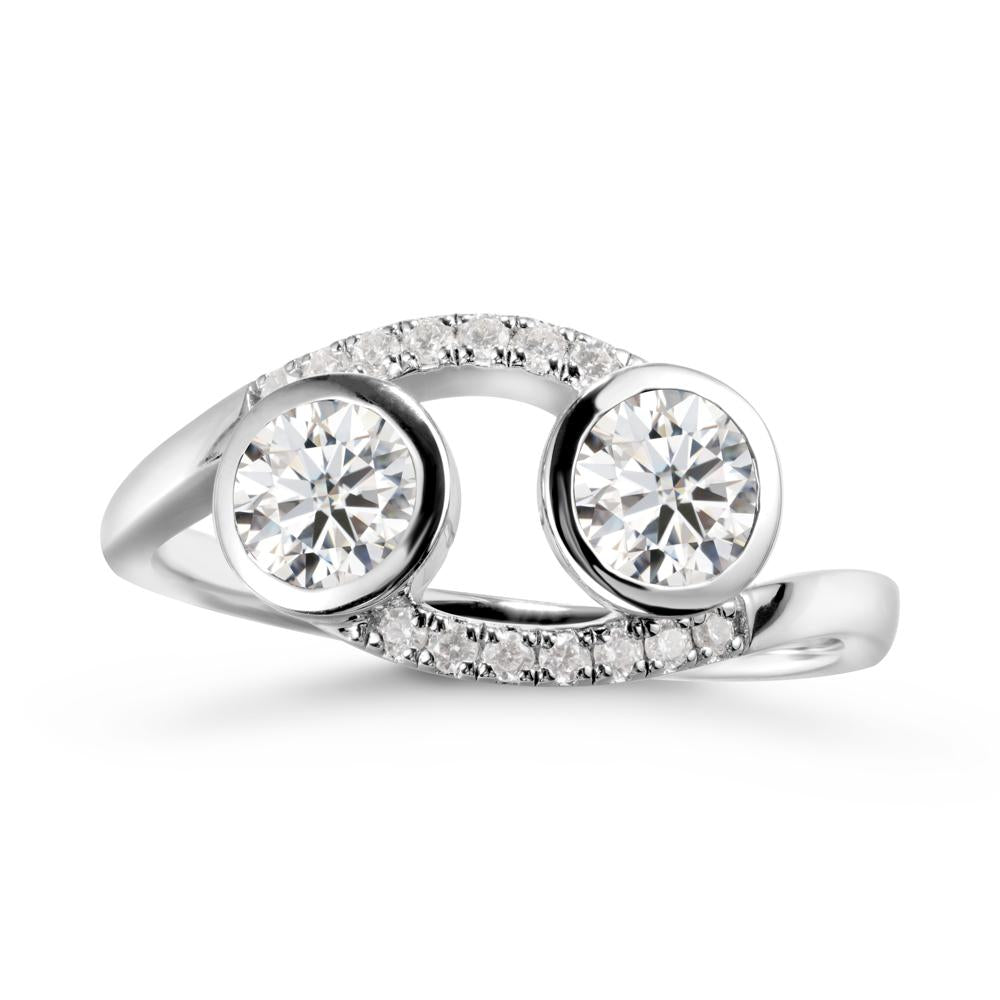 Cancer Zodiac Toi Et Moi Moissanite Ring - LUO Jewelry #metal_14k white gold