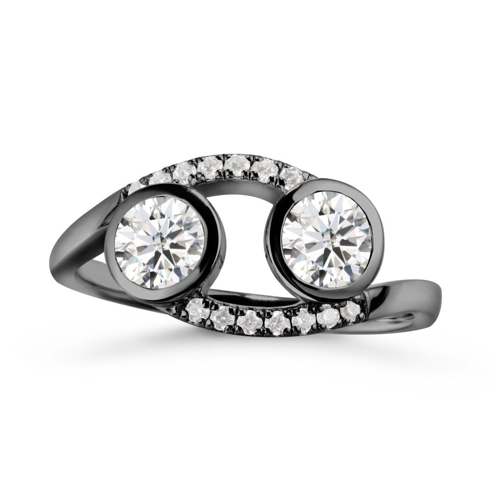 Cancer Zodiac Toi Et Moi Moissanite Ring - LUO Jewelry #metal_black finish sterling silver