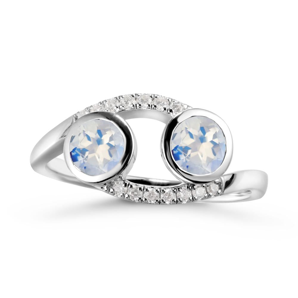 Cancer Zodiac Bypass Moonstone Ring -Protective & Elegant - LUO Jewelry #metal_14k white gold