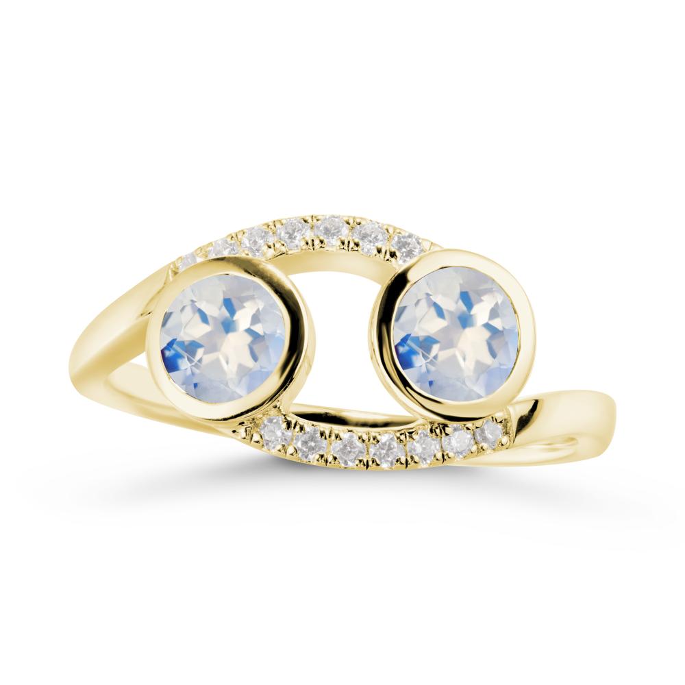 Cancer Zodiac Bypass Moonstone Ring -Protective & Elegant - LUO Jewelry #metal_18k yellow gold