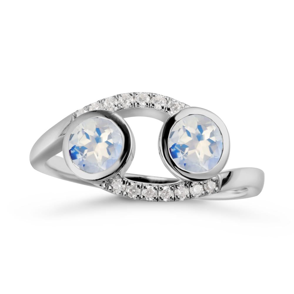 Cancer Zodiac Bypass Moonstone Ring -Protective & Elegant - LUO Jewelry #metal_platinum