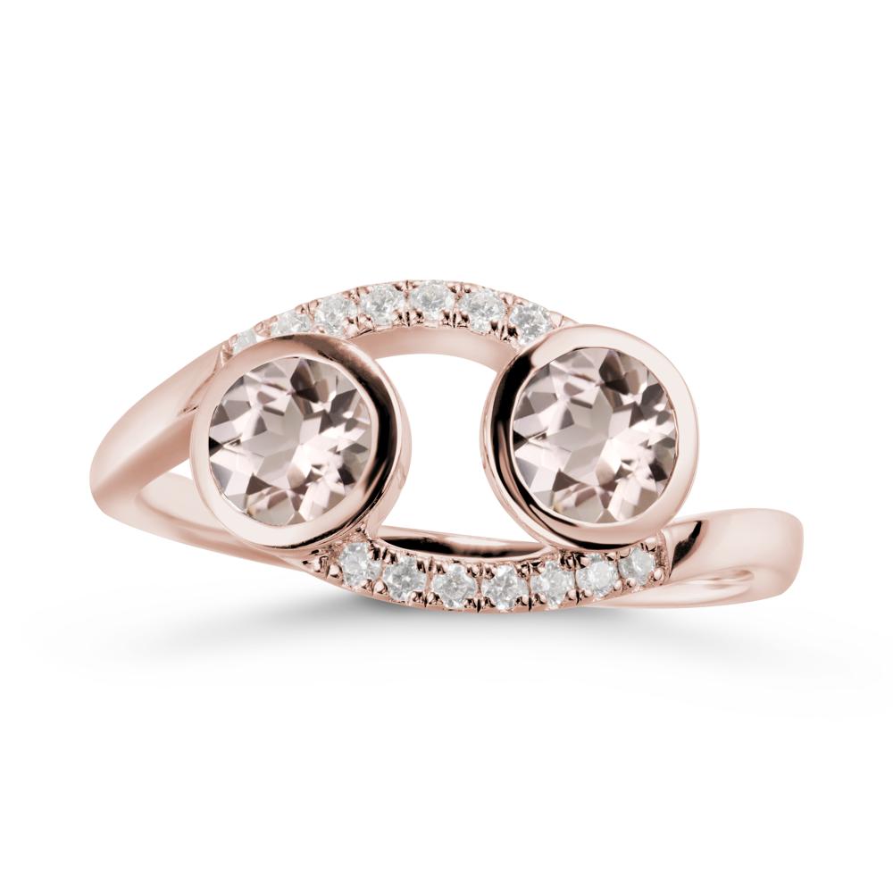 Round Morganite Two Stone Ring - LUO Jewelry #metal_14k rose gold