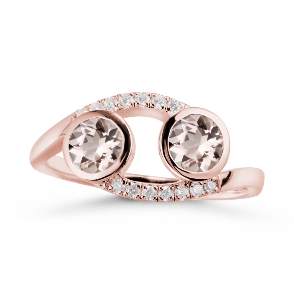 Round Morganite Two Stone Ring - LUO Jewelry #metal_18k rose gold