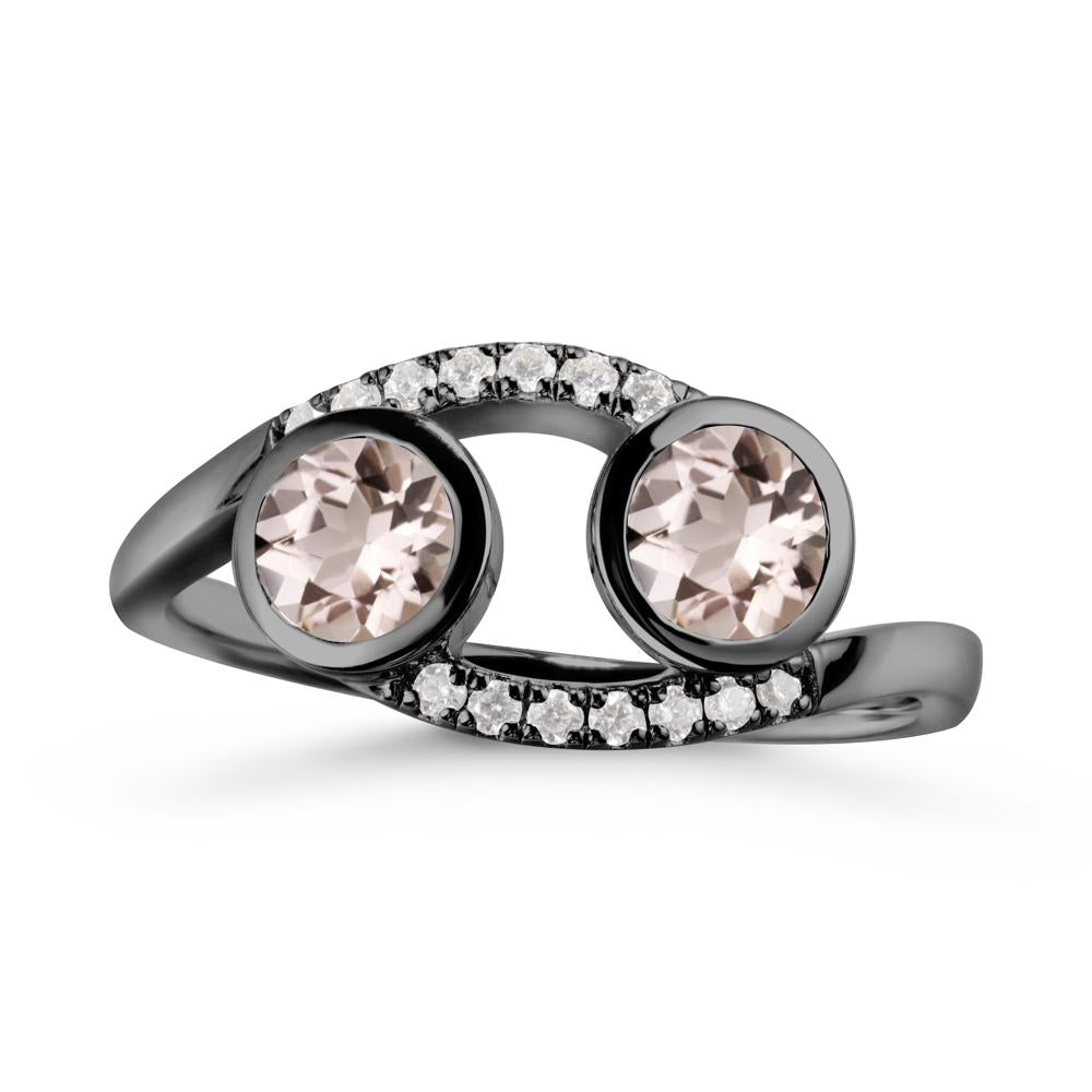 Round Morganite Two Stone Ring - LUO Jewelry #metal_black finish sterling silver