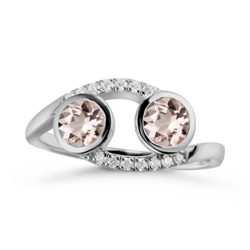 Round Morganite Two Stone Ring - LUO Jewelry #metal_platinum