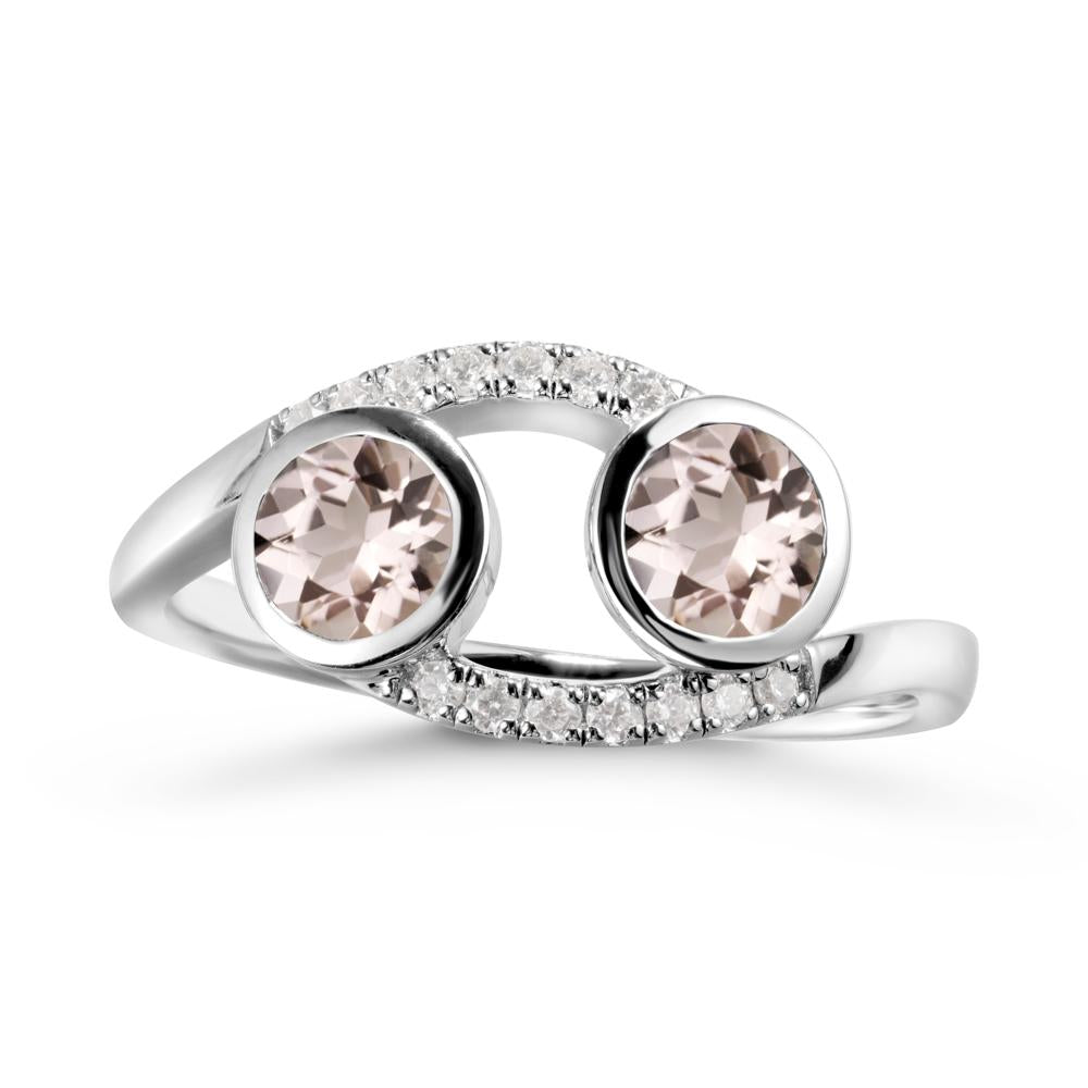 Round Morganite Two Stone Ring - LUO Jewelry #metal_sterling silver