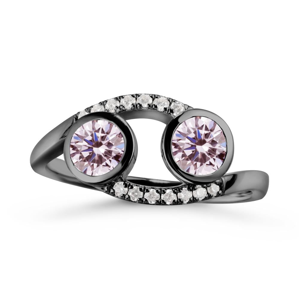 Cancer Zodiac Bypass Pink Cubic Zirconia Ring -Protective & Elegant - LUO Jewelry #metal_black finish sterling silver