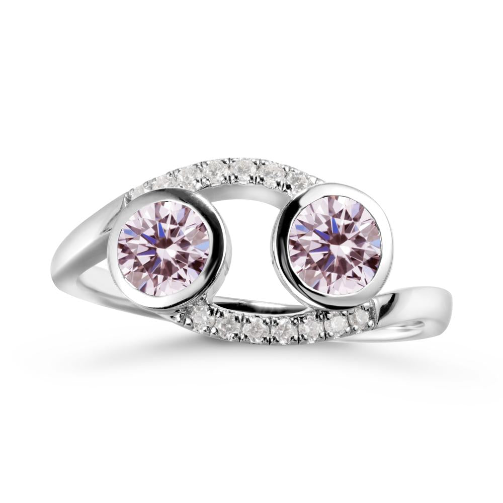 Cancer Zodiac Bypass Pink Cubic Zirconia Ring -Protective & Elegant - LUO Jewelry #metal_sterling silver