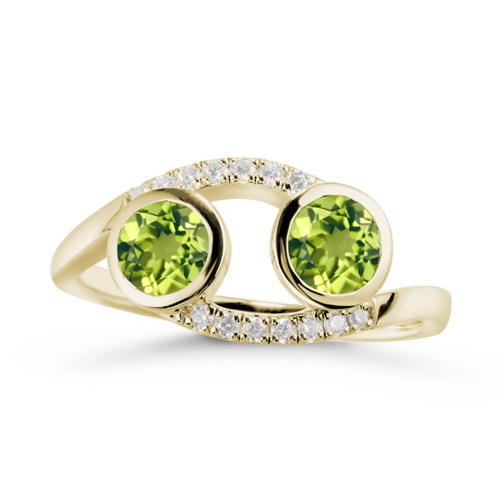 Round Peridot Two Stone Ring - LUO Jewelry #metal_14k yellow gold