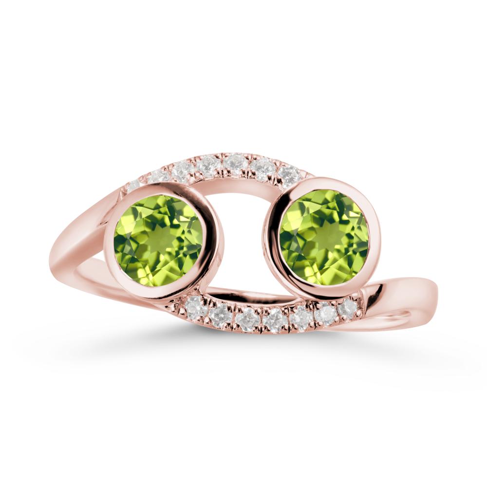 Round Peridot Two Stone Ring - LUO Jewelry #metal_18k rose gold