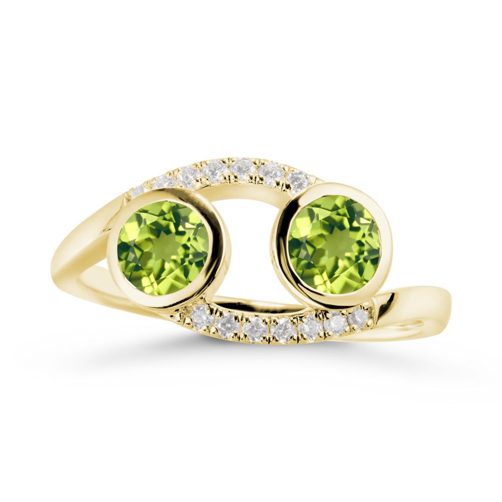 Round Peridot Two Stone Ring - LUO Jewelry #metal_18k yellow gold