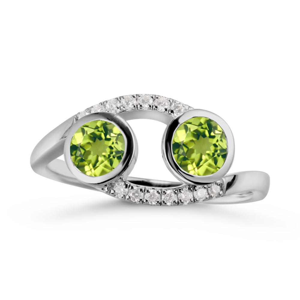 Round Peridot Two Stone Ring - LUO Jewelry #metal_platinum