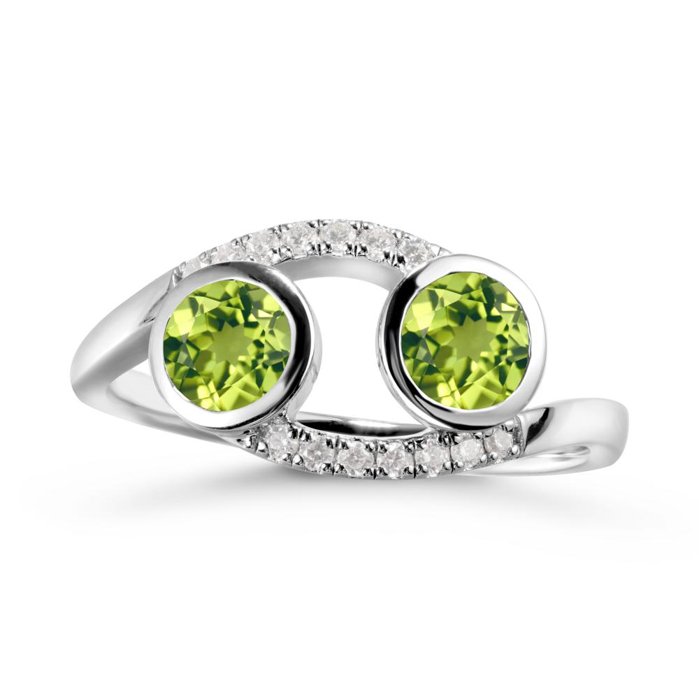 Round Peridot Two Stone Ring - LUO Jewelry #metal_sterling silver
