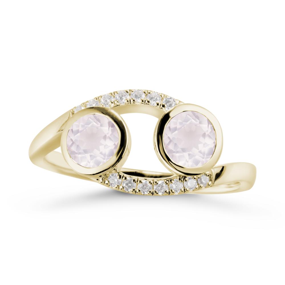 Cancer Zodiac Toi Et Moi Rose Quartz Ring - LUO Jewelry #metal_14k yellow gold