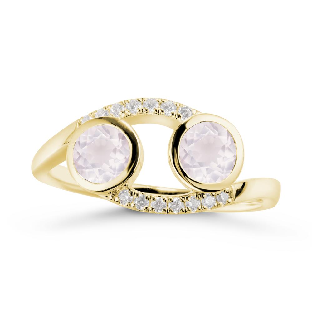 Cancer Zodiac Toi Et Moi Rose Quartz Ring - LUO Jewelry #metal_18k yellow gold