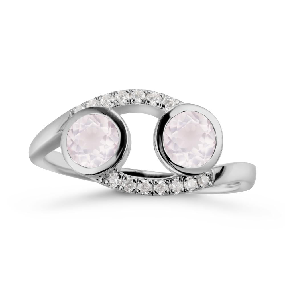 Cancer Zodiac Toi Et Moi Rose Quartz Ring - LUO Jewelry #metal_platinum