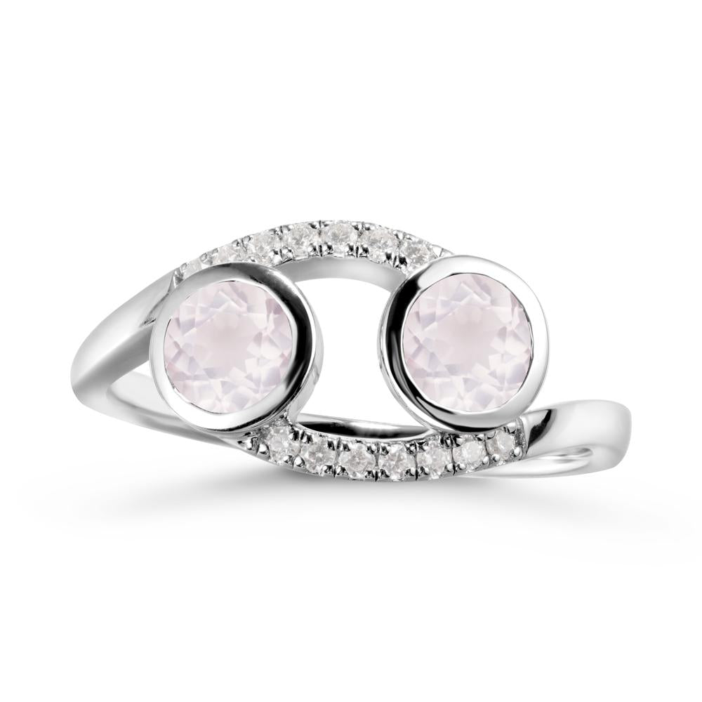 Cancer Zodiac Toi Et Moi Rose Quartz Ring - LUO Jewelry #metal_sterling silver