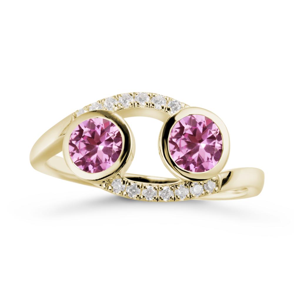 Cancer Zodiac Bypass Pink Sapphire Ring -Protective & Elegant - LUO Jewelry #metal_14k yellow gold