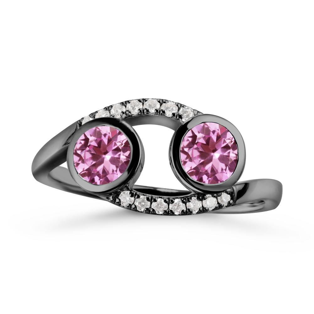 Cancer Zodiac Bypass Pink Sapphire Ring -Protective & Elegant - LUO Jewelry #metal_black finish sterling silver